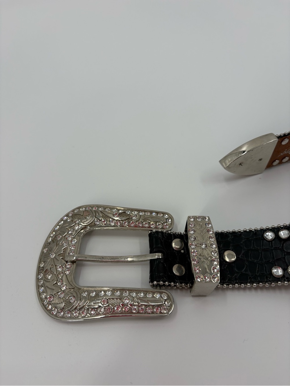 Blazin Roxx Black Croc Cross Rhinestone Western Belt Cowgirl Medium NWOT - Picture 11 of 14